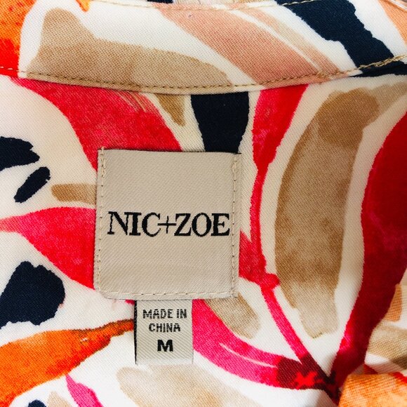 Nic+Zoe Women's Size Medium Geometric Button Up Blouse Top - Picture 3 of 5